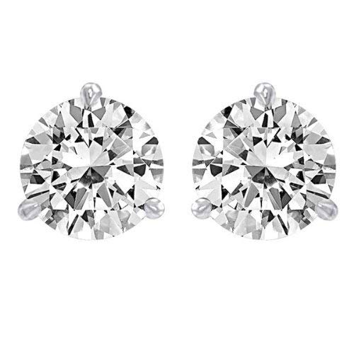 1/2 Carat Solitaire Diamond Stud Earrings Round Brilliant Shape 3 Prong Push Back (D-E Color, I1 Clarity)