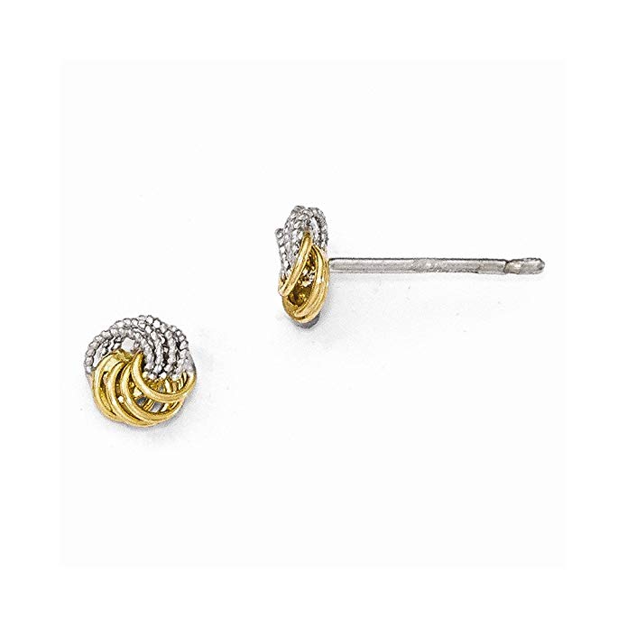 Leslies 14k Two-tone Polished and Textured Love Knot Post Earrings