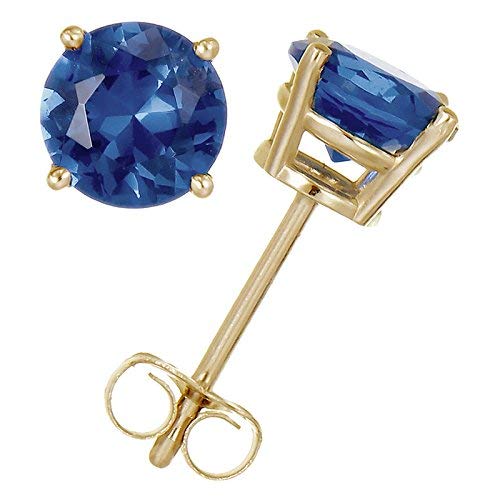14K Gold Blue Sapphire Stud Earrings (2 cttw)