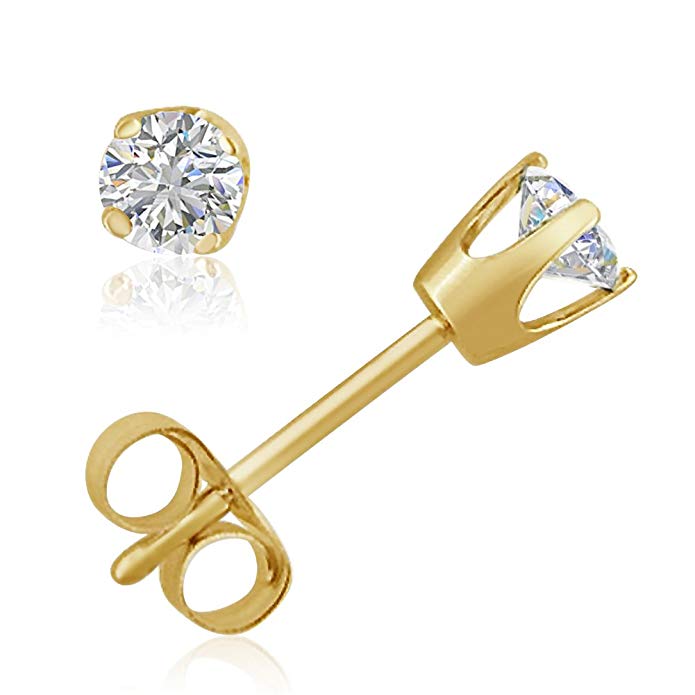 AGS Certified 1/3ct TW Round Diamond Stud Earrings in 14K White or Yellow Gold