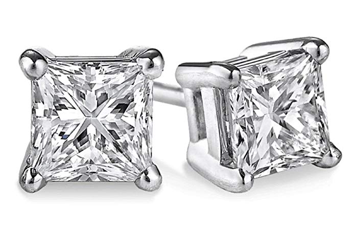 PARIKHS (IGI Certified 0.70ct &up) Princess cut Diamond stud 14K from 0.04ct to 2.00ct Clarity-I3-I4