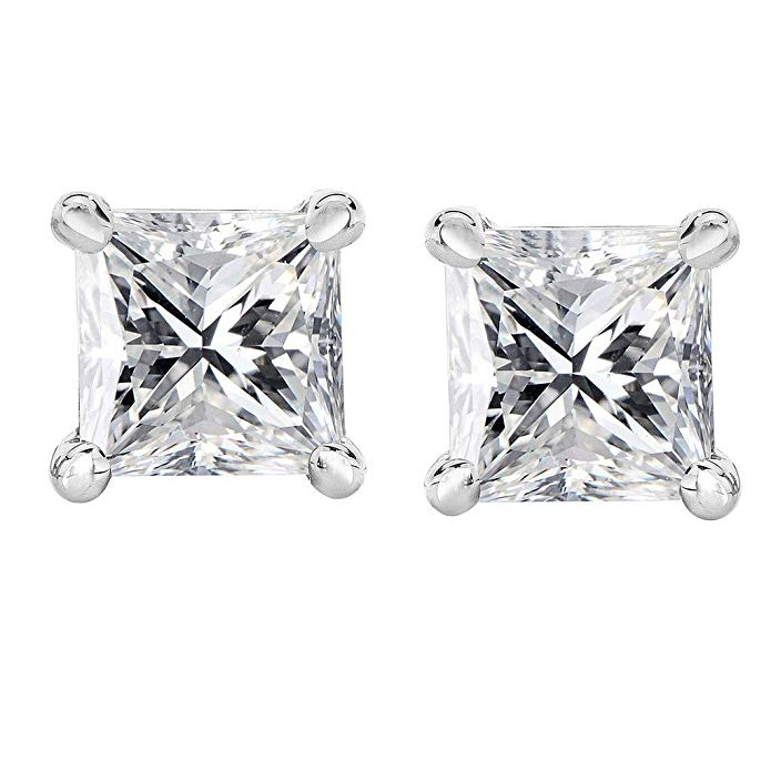 PARIKHS Bright White IGI Certified Princess cut Diamond stud from 0.10ct & above in Promo Quality 14K (Color-FGH, Clarity-I3) available from 0.04ct upto 2.00ct