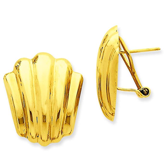 14K Gold Fancy Omega Back Stud Earrings Jewelry