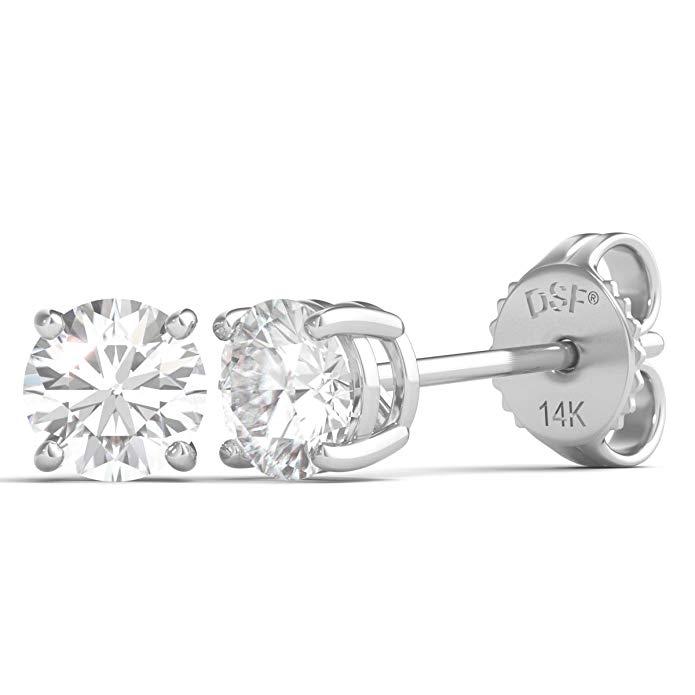 Diamond Studs Forever Solitaire Diamond Earrings (5/8 Ct tw, AGS Certified, GH/I2-I3) 14K White Gold