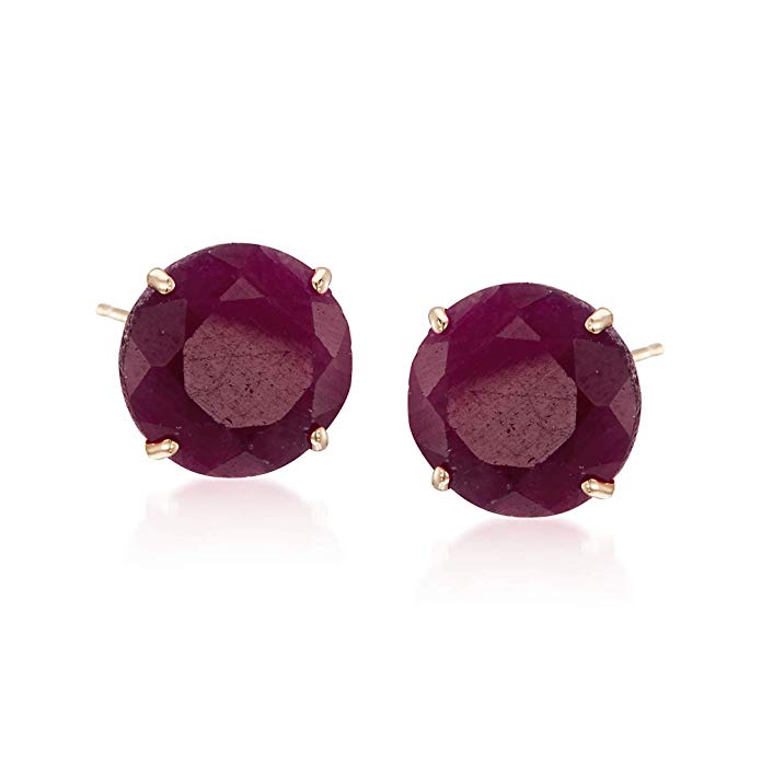 Ross-Simons 6.50 ct. t.w. Ruby Stud Earrings in 14kt Yellow Gold