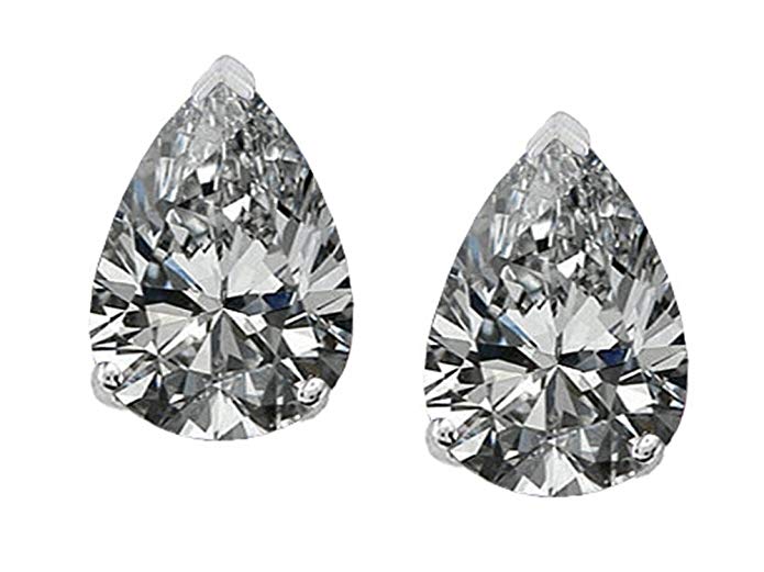 Tommaso Design 8x6mm Pear Shape Classic Solitaire Earring Studs