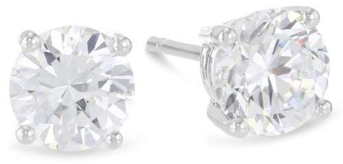 2/3 Carat Solitaire Diamond Stud Earrings Round Brilliant Shape 4 Prong Push Back (H-I Color, I2 Clarity)