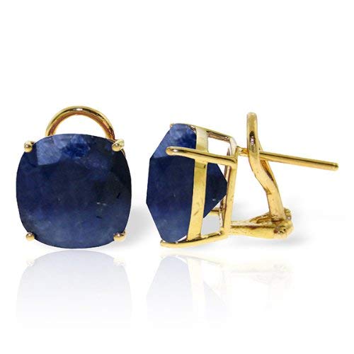 14k Solid Gold 9.66ct Sapphire French Clip Earrings