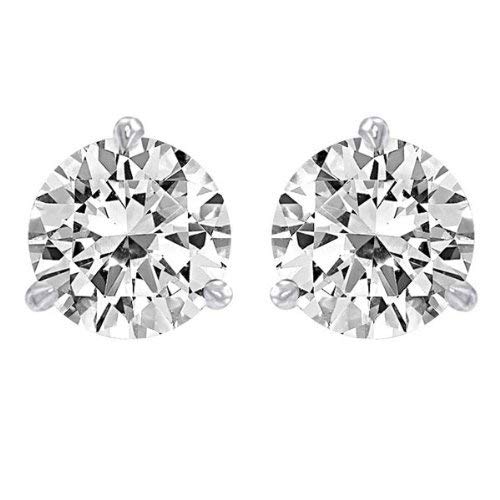 1/3 Carat 14K White Gold Solitaire Diamond Stud Earrings Round Cut 3 Prong Martini/Cocktal Push Back (H-I Color, SI1-SI2 Clarity)