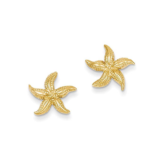 14k Gold Starfish Earrings (0.51 in x 0.47 in)