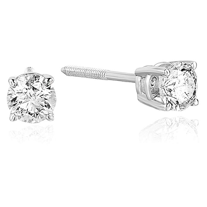 AGS Certified SI2-I1 14K Diamond Stud Earrings White Gold (0.25-0.75 cttw ; M-N Color)