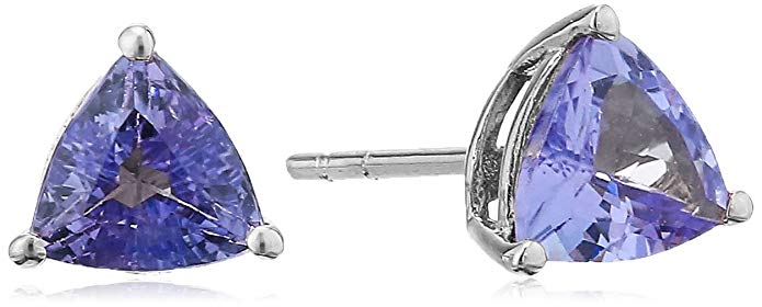 10k White Gold Tanzanite Trillion Stud Earrings