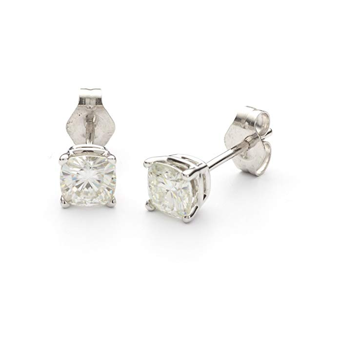 Forever Classic 4.5mm Cushion Cut Moissanite Stud Earrings, 1.00cttw DEW by Charles & Colvard