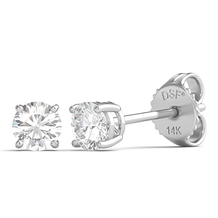 Diamond Studs Forever Solitaire Diamond Earrings (1/4 Ctw, AGS Certified, GH/SI2-I1) 14K White Gold