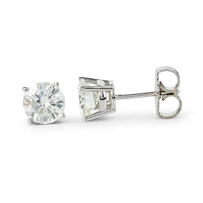 Round Brilliant Cut Moissanite Stud Earrings by Charles & Colvard