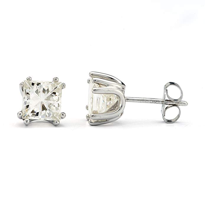 Forever Classic 5.5mm Square Cut Moissanite Stud Earrings, 2.00cttw DEW by Charles & Colvard