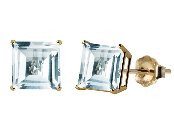 10k Yellow Gold 8mm Square 4-Prong Stud Earrings