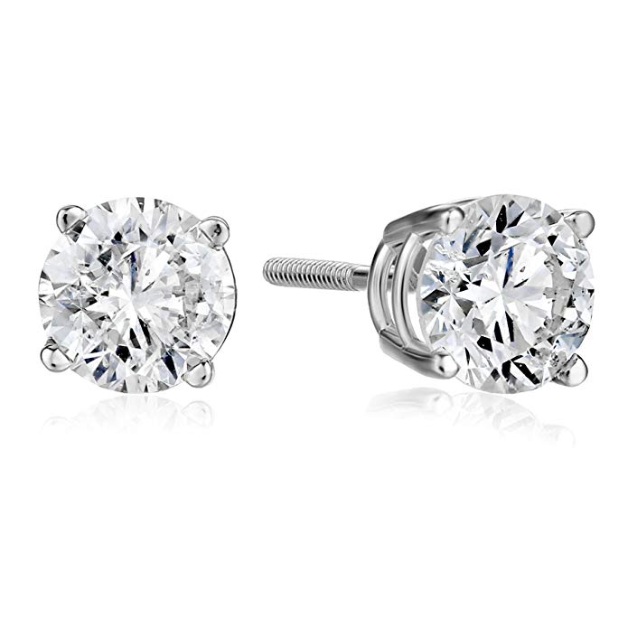 IGI-Certified 14k Gold Round-Cut Diamond Stud Earrings (1 1/2 cttw, I-J Color, I1-I2 Clarity)