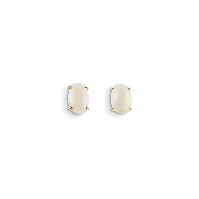 14k Yellow Gold Opal Earrings - October