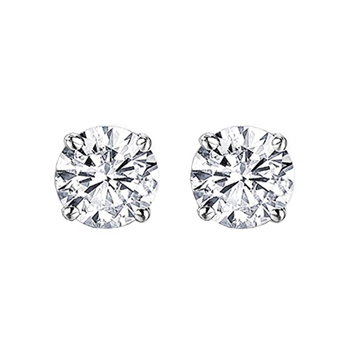 IGI CERTIFIED 0.75 Carat (ctw) 14K White Gold Round Diamond Ladies Solitaire Stud Earrings 3/4 CT
