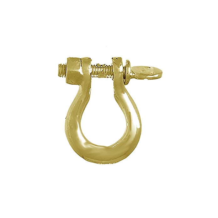 14k Gold Large Single Shackle Link Screw Earring, 3mm Thick (9 Gauge) Post