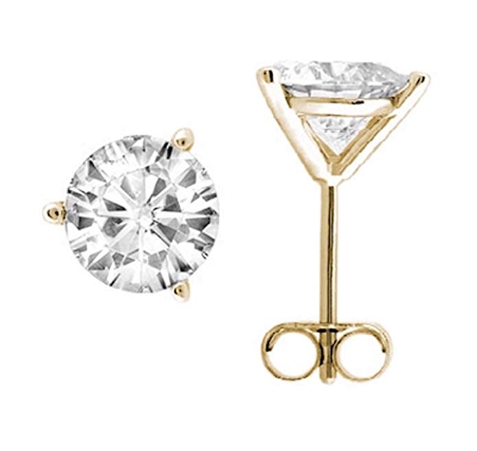 0.20 CTW Round White Diamond Martini Stud Earrings In 14K Yellow Gold