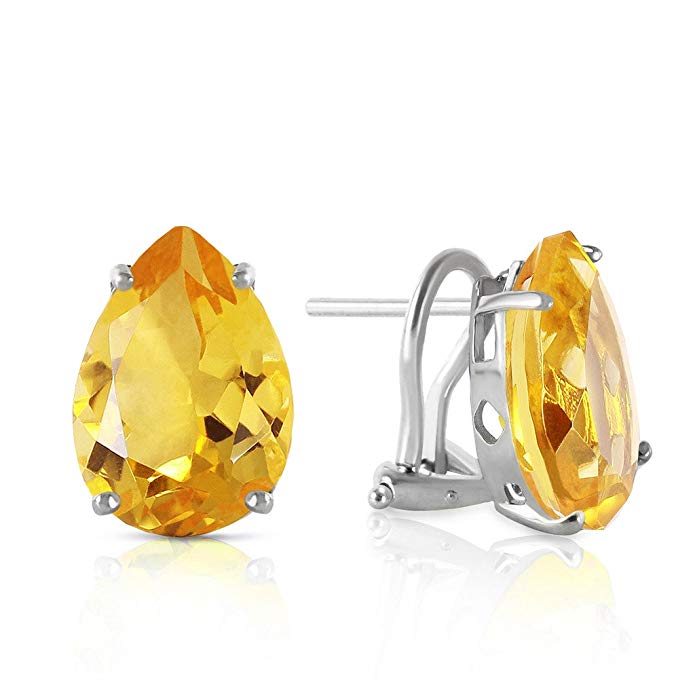 14K White Gold 10ct Citrine French Clip Earrings