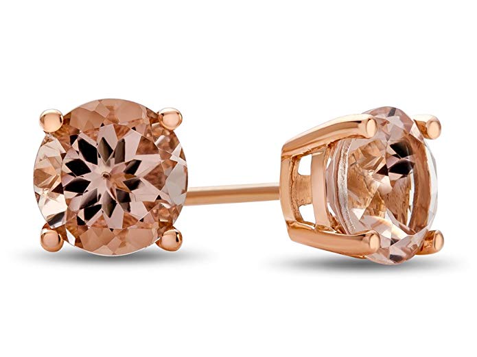 Finejewelers 6x6mm Round Morganite Post-With-Friction-Back Stud Earrings 14 kt Rose Gold
