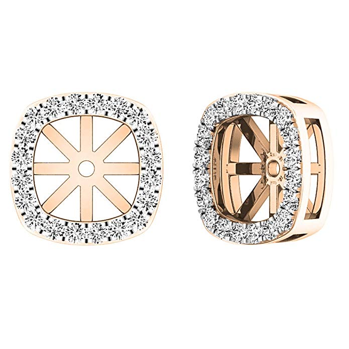 0.30 Carat (ctw) 10K Gold Round Diamond Removable Jackets For Stud Earrings 1/3 CT