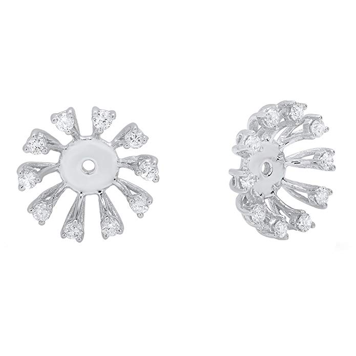 0.30 Carat (ctw) 14K Gold Round Diamond Removable Jackets For Stud Earrings 1/3 CT
