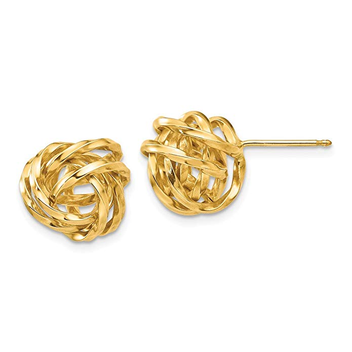 14k Yellow Gold Polished Love Knot Post Earrings (0.4IN x 0.4IN)